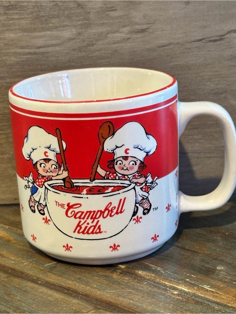 Campbell Kids 1991 Soup Mug Bowl Gibson Red White Chefs Collectible - Vintage